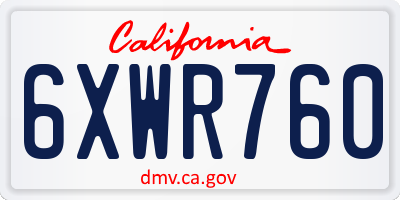 CA license plate 6XWR760