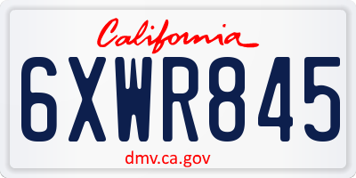 CA license plate 6XWR845