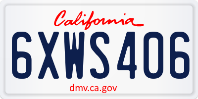 CA license plate 6XWS406