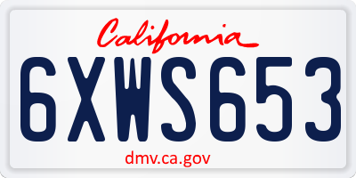 CA license plate 6XWS653