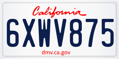 CA license plate 6XWV875
