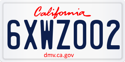 CA license plate 6XWZ002