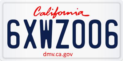 CA license plate 6XWZ006