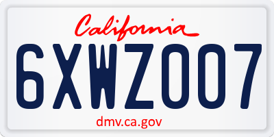 CA license plate 6XWZ007