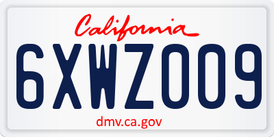 CA license plate 6XWZ009