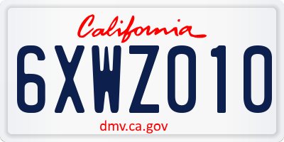 CA license plate 6XWZ010