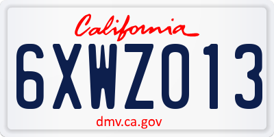 CA license plate 6XWZ013