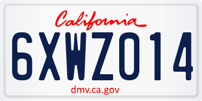 CA license plate 6XWZ014