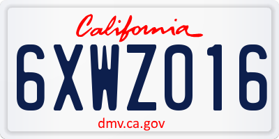 CA license plate 6XWZ016