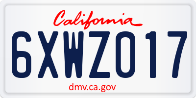 CA license plate 6XWZ017