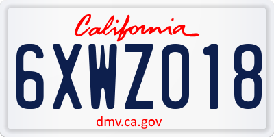 CA license plate 6XWZ018