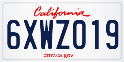 CA license plate 6XWZ019