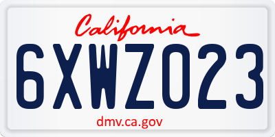 CA license plate 6XWZ023