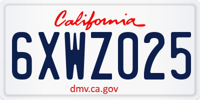 CA license plate 6XWZ025