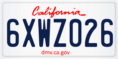 CA license plate 6XWZ026