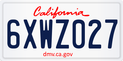CA license plate 6XWZ027