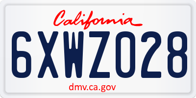 CA license plate 6XWZ028