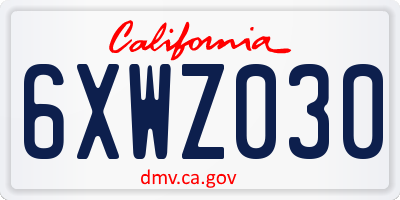 CA license plate 6XWZ030