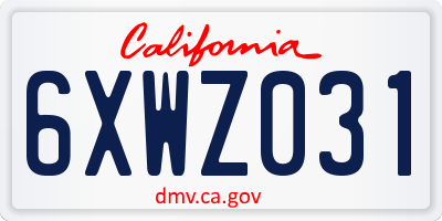 CA license plate 6XWZ031