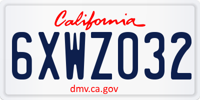 CA license plate 6XWZ032