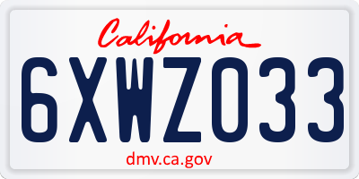 CA license plate 6XWZ033