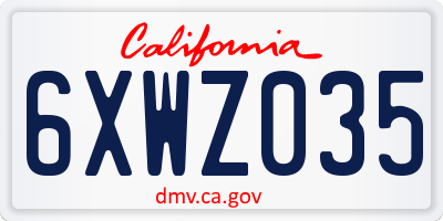 CA license plate 6XWZ035