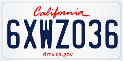 CA license plate 6XWZ036