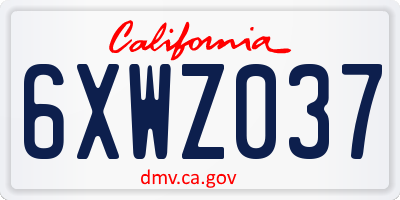 CA license plate 6XWZ037