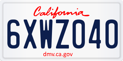 CA license plate 6XWZ040