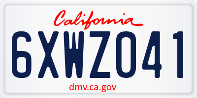 CA license plate 6XWZ041