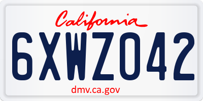 CA license plate 6XWZ042