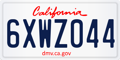 CA license plate 6XWZ044