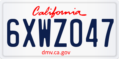CA license plate 6XWZ047