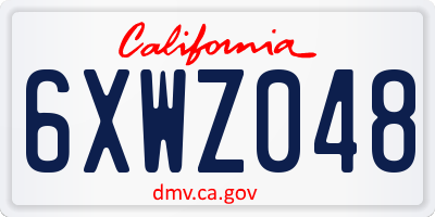 CA license plate 6XWZ048