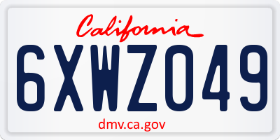 CA license plate 6XWZ049