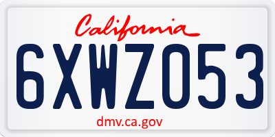 CA license plate 6XWZ053