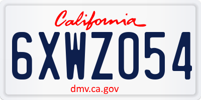 CA license plate 6XWZ054