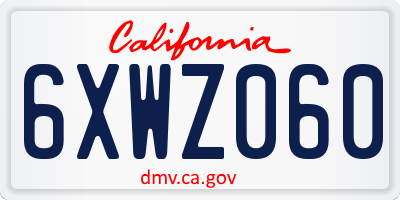 CA license plate 6XWZ060