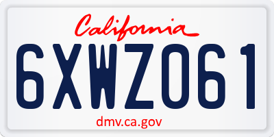 CA license plate 6XWZ061