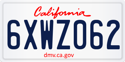 CA license plate 6XWZ062