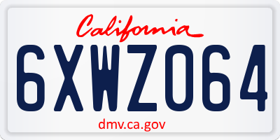 CA license plate 6XWZ064