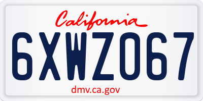 CA license plate 6XWZ067