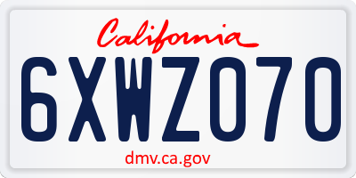 CA license plate 6XWZ070