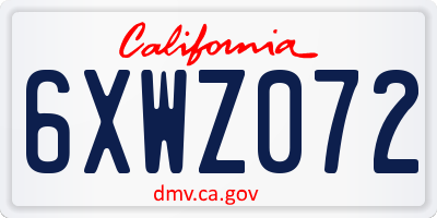 CA license plate 6XWZ072