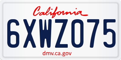 CA license plate 6XWZ075