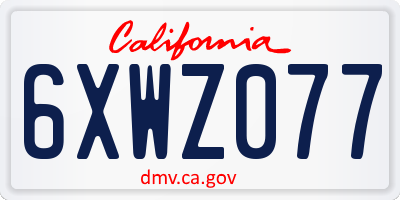 CA license plate 6XWZ077