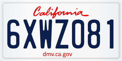 CA license plate 6XWZ081