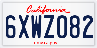 CA license plate 6XWZ082