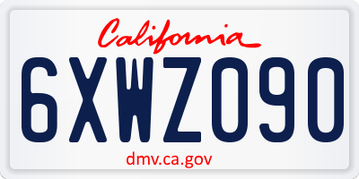 CA license plate 6XWZ090