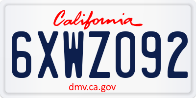 CA license plate 6XWZ092